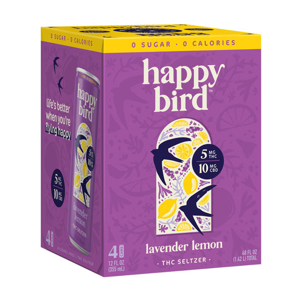 Happy Bird Lavender Lemon THC 5mg Seltzer 12oz 4pk