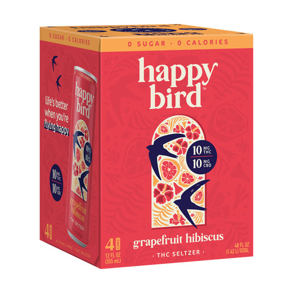 Happy Bird Grapefruit Hibiscus THC 10mg Seltzer 12oz 4pk