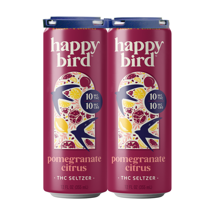 Happy Bird Pomegranate Citrus THC 10mg Seltzer 12oz 4pk