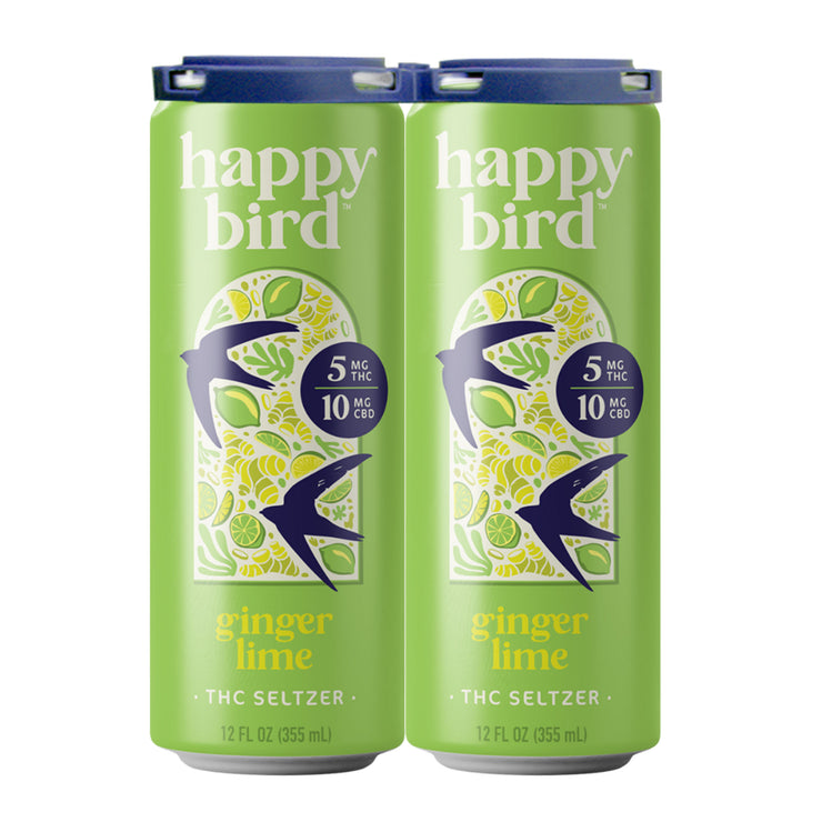 PRE-ORDER: Happy Bird Ginger Lime THC 5mg Seltzer 12oz 4pk