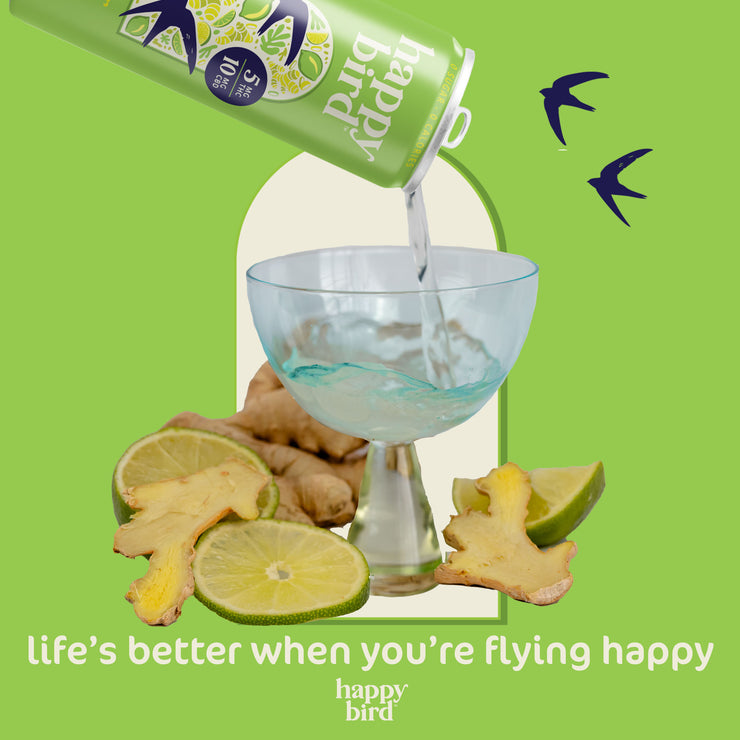 PRE-ORDER: Happy Bird Ginger Lime THC 5mg Seltzer 12oz 4pk