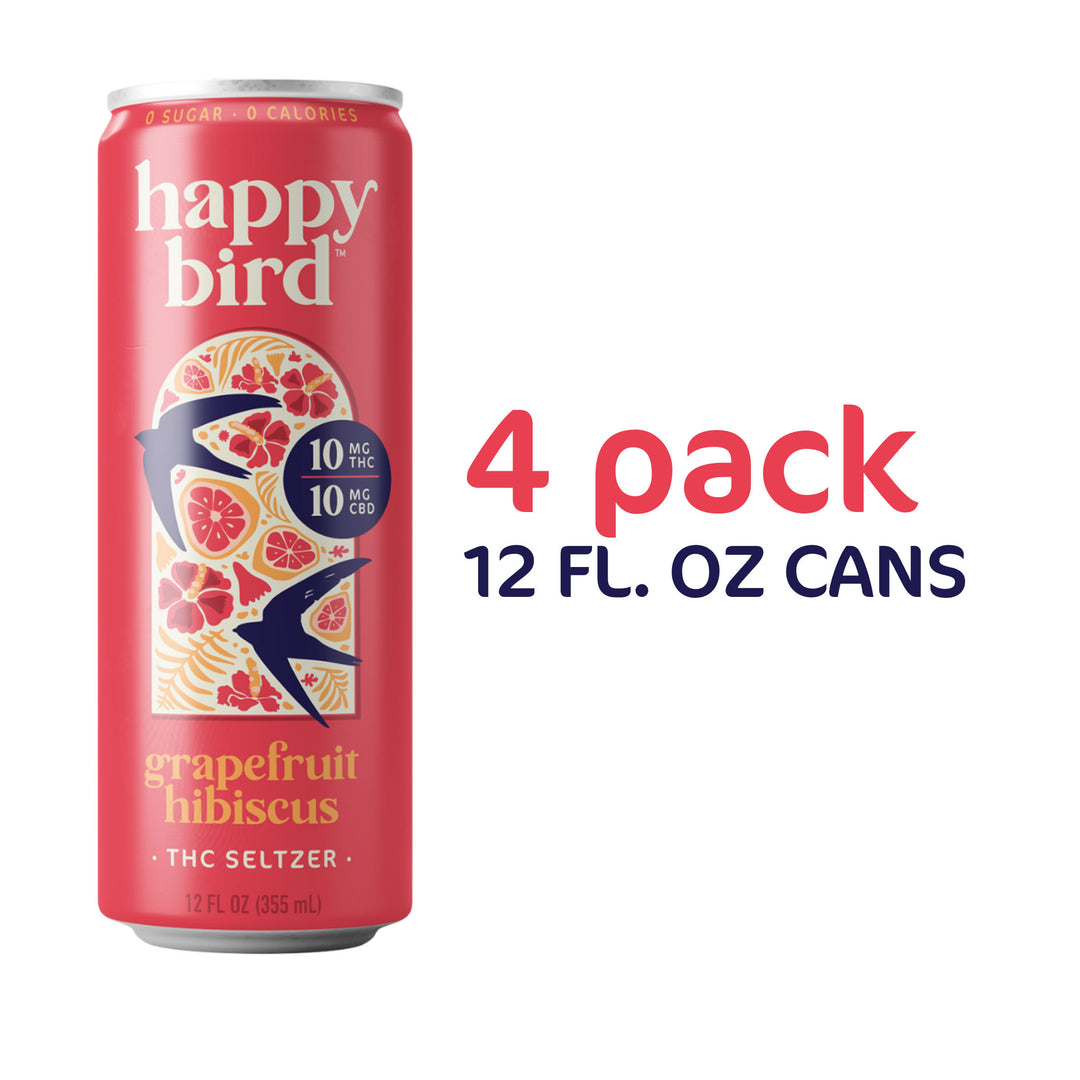 Happy Bird Grapefruit Hibiscus THC 10mg Seltzer 12oz 4pk – NoDa