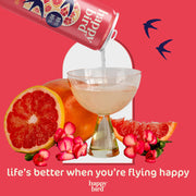 PRE-ORDER: Happy Bird Grapefruit Hibiscus THC 10mg Seltzer 12oz 4pk